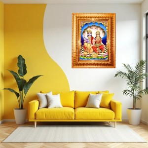 Lord Vishnu And Goddess Lakshmi Golden Designer Photo Frame | 12x16 Inch Religious Wall Hanging Frame For Home & Office Decoration | Hindu Deity Spiritual Gift Item Lord Vishnu And Goddess Lakshmi Golden Designer Photo Frame | 12x16 Inch Religious Wall Hanging Frame For Home & Office Decoration | Hindu Deity Spiritual Gift Item