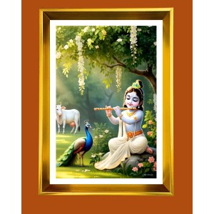 Little Krishna Golden Photo Frame - 12x16 Inches | Elegant Wooden Frame For Home, Office & Temple Decoration | Spiritual Wall & Table Decor And Gift Item (F9920) Little Krishna Golden Photo Frame - 12x16 Inches | Elegant Wooden Frame For Home, Office & Temple Decoration | Spiritual Wall & Table Decor And Gift Item (F9920)