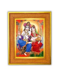 Radha Krishna Photo Frame 12x16 Inches-Brown Wooden Frame For Home, Office & Temple Decoration And Gifting (F6468)