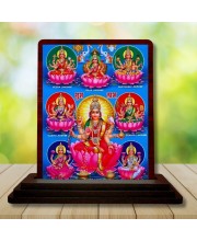 Car Desk/Table Top Ashta Lakshmi Wooden Photo Stand 3x4 Inches, Compact & Stylish Spiritual Display For Car, Home & Office (Pack Of 1) (F14154)