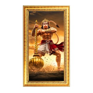 Lord Hanuman Digital Golden Color Photo Frame | Hindu Religious Wall Decor | 12x19 Inches - Inspirational Wall Art For Office, Home Decor - Ideal Spiritual Gift (F10341) Lord Hanuman Digital Golden Color Photo Frame | Hindu Religious Wall Decor | 12x19 Inches - Inspirational Wall Art For Office, Home Decor - Ideal Spiritual Gift (F10341)