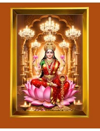 Mata Lakhsmi Golden Photo Frame - 16x20 Inches | Elegant Wooden Frame For Home, Office & Temple Decoration | Spiritual Wall & Table Decor And Gift Item (F9560)