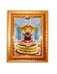Shiva Lingam Golden Designer Photo Frame | 12x16 Inch Religious Wall Hanging Frame For Home & Office Decoration | Hindu Deity Spiritual Gift Item
