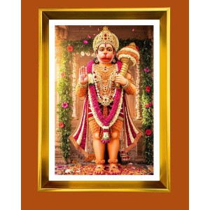 Lord Hanuman Golden Photo Frame - 10x14 Inches | Elegant Wooden Frame For Home, Office & Temple Decoration | Spiritual Wall & Table Decor And Gift Item (F9824) Lord Hanuman Golden Photo Frame - 10x14 Inches | Elegant Wooden Frame For Home, Office & Temple Decoration | Spiritual Wall & Table Decor And Gift Item (F9824)