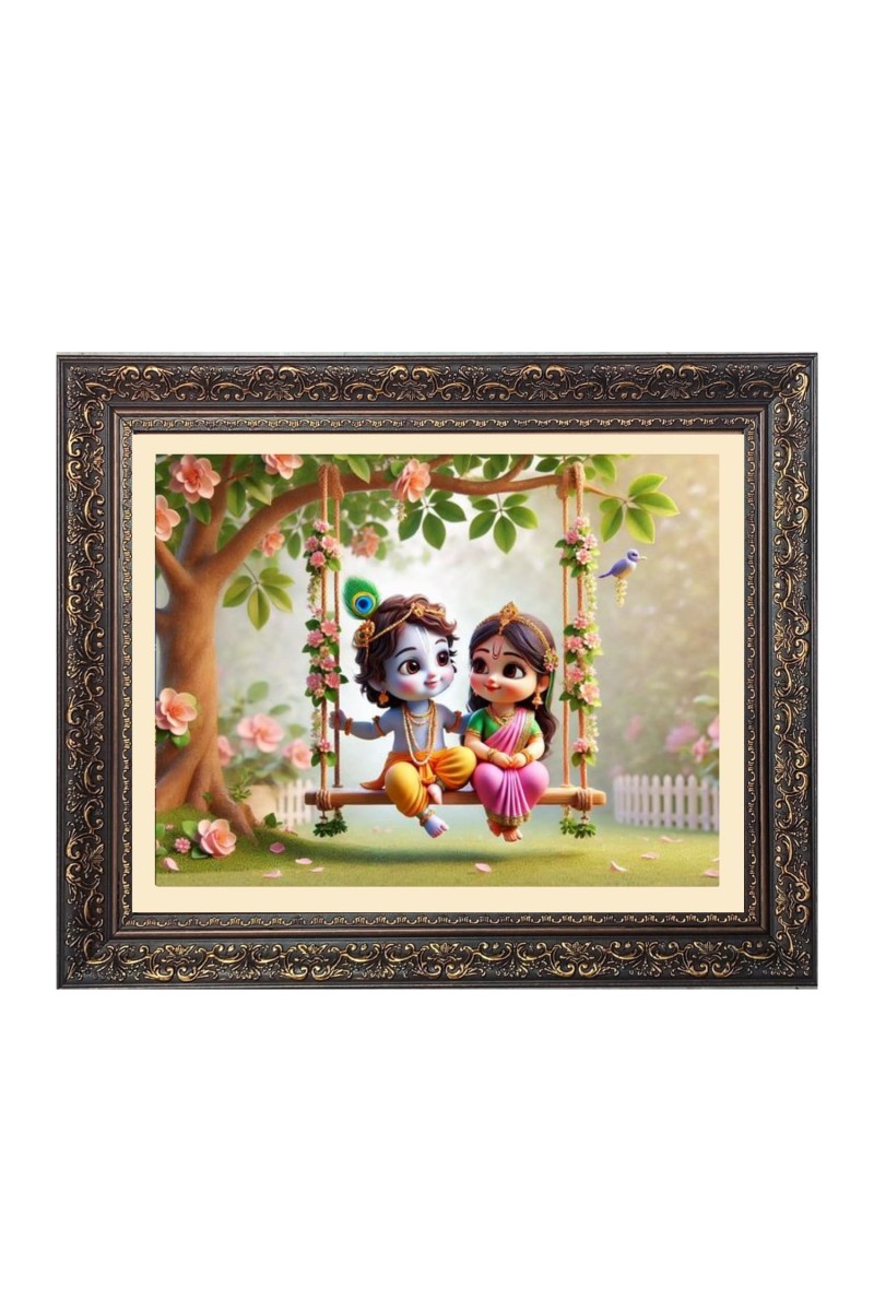 Little radha krishna Big Photo Frame - M1010-24x28 Inches for Home,Temple & Office Decoration