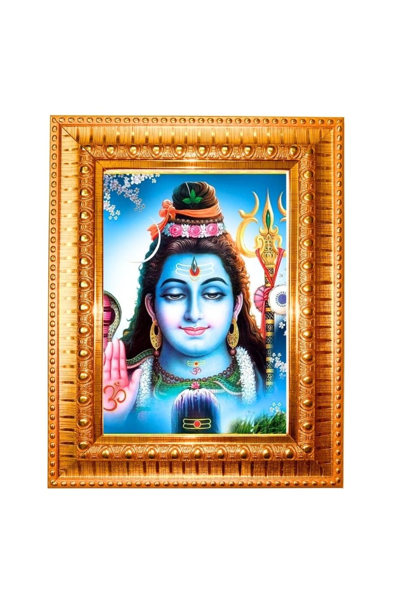 Lord Gautam Buddha Golden Designer Photo Frame | 12x16 Inch Religious Wall Hanging Frame For Home, Office Decoration and Spiritual Gift Item (M5)