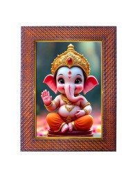 Lord Ganesha Photo Frame 21X25 Inch Religious Wall & Table Decor Frame | Lord Ganesha Spiritual Photo Frame For Home, Temple & Office | Decorative Hindu God & Goddess Frame (Pack Of 1) (F18046)