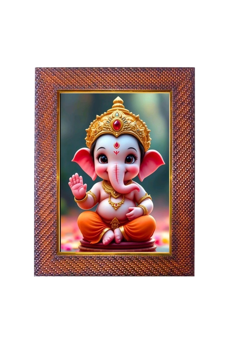 Lord Ganesha Photo Frame 21X25 Inch Religious Wall & Table Decor Frame | Lord Ganesha Spiritual Photo Frame For Home, Temple & Office | Decorative Hindu God & Goddess Frame (Pack Of 1) (F18046)
