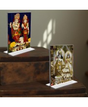 Sri Krishna and Sri Radha Acrylic T-Style Photo Stand - 11x13 Inches, Compact and Stylish Spiritual Display, easily change 2 photos (Pack of 1) Sri Krishna and Sri Radha Acrylic T-Style Photo Stand - 11x13 Inches, Compact and Stylish Spiritual Display, easily change 2 photos (Pack of 1)