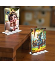 Bal Gopal Sri Krishna Acrylic T-Style Photo Stand - 11x13 Inches, Compact and Stylish Spiritual Display, easily change 2 photos (Pack of 1) Bal Gopal Sri Krishna Acrylic T-Style Photo Stand - 11x13 Inches, Compact and Stylish Spiritual Display, easily change 2 photos (Pack of 1)