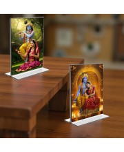 Sri Krishna and Sri Radha Acrylic T-Style Photo Stand - 11x13 Inches, Compact and Stylish Spiritual Display, easily change 2 photos (Pack of 1) Sri Krishna and Sri Radha Acrylic T-Style Photo Stand - 11x13 Inches, Compact and Stylish Spiritual Display, easily change 2 photos (Pack of 1)