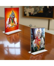 Sri Krishna With Cow Acrylic T-Style Photo Stand - 11x13 Inches, Compact and Stylish Spiritual Display, easily change 2 photos (Pack of 1) Sri Krishna With Cow Acrylic T-Style Photo Stand - 11x13 Inches, Compact and Stylish Spiritual Display, easily change 2 photos (Pack of 1)