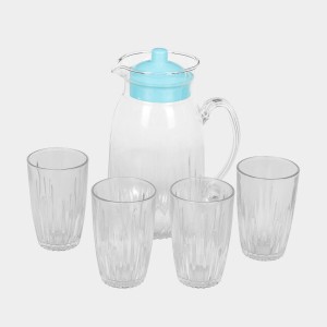 Hitech Sales White Lemon Jug with 4 Glasses - 1.2L Jar & 200ml Drinking Glasses Set Hitech Sales White Lemon Jug with 4 Glasses - 1.2L Jar & 200ml Drinking Glasses Set