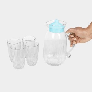 Hitech Sales White Lemon Jug with 4 Glasses - 1.2L Jar & 200ml Drinking Glasses Set Hitech Sales White Lemon Jug with 4 Glasses - 1.2L Jar & 200ml Drinking Glasses Set
