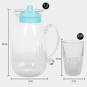 Hitech Sales White Lemon Jug with 4 Glasses - 1.2L Jar & 200ml Drinking Glasses Set Hitech Sales White Lemon Jug with 4 Glasses - 1.2L Jar & 200ml Drinking Glasses Set