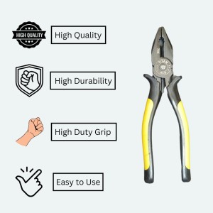 Hitech Sales 1Pc. 8'' 205 MM Sturdy Steel Combination Plier with Anti-Rust properties for gripping, holding and cutting wires, YELLOW & BLACK (BLK 786) Hitech Sales 1Pc. 8'' 205 MM Sturdy Steel Combination Plier with Anti-Rust properties for gripping, holding and cutting wires, YELLOW & BLACK (BLK 786)