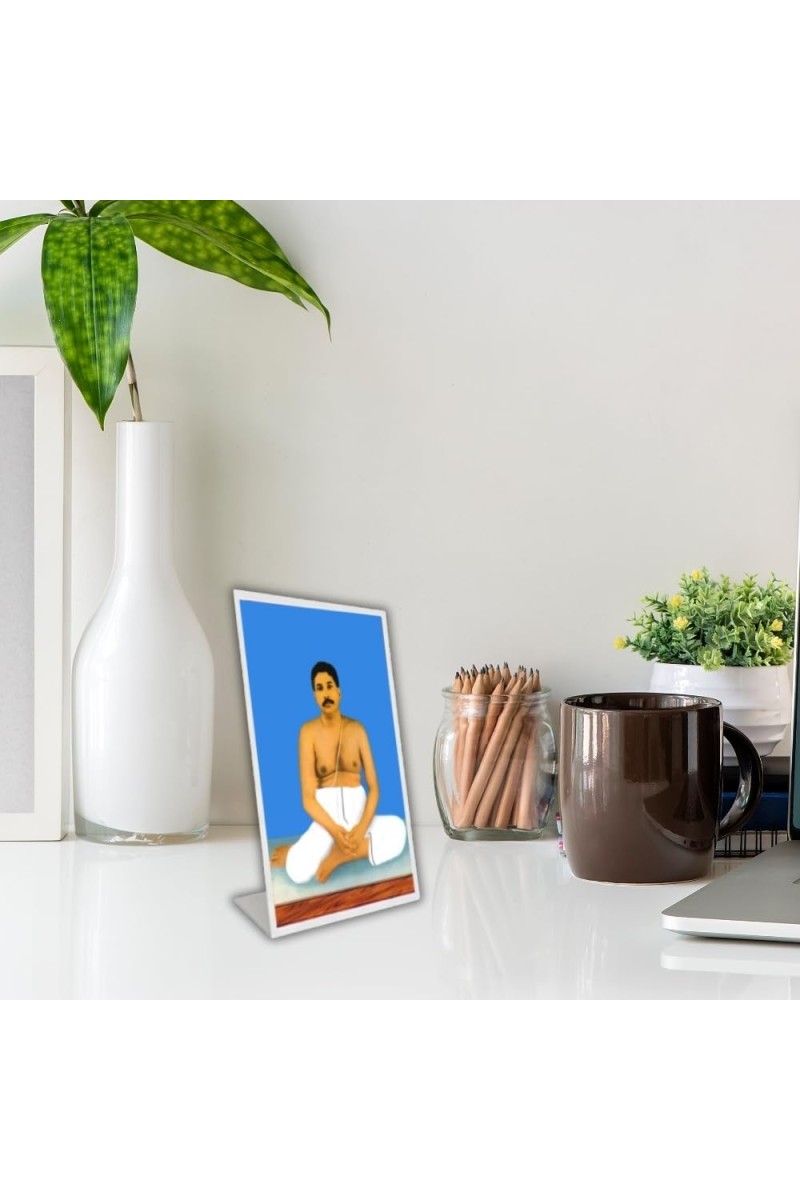 Car Desk/Table Top Sri Sri Sri Thakur Anukul Acrylic L-Style Photo Stand - 2.5x3.5 Inches, Compact And Stylish Spiritual Display (F6707)