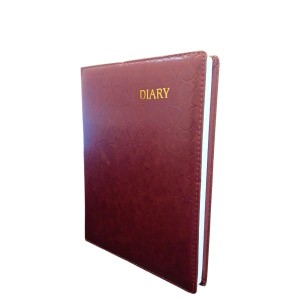 Leather Cover Hardbound Diary | New Year Daily Planner with Monthly Calendar | Office notebook Study & Personal Organizer Embossed Design | Daily Writing Journal (Brown)