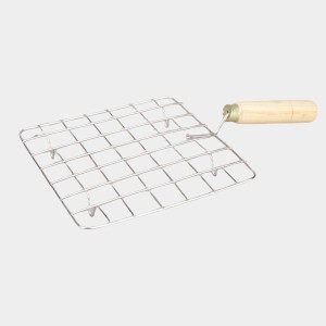 Stainless Steel Wire Roaster with Wooden Handle, for Square Roaster - 17.6 cm X 17.6 cm, for Round Roaster- 18 cm Diameter (Pack of 1) Stainless Steel Wire Roaster with Wooden Handle, for Square Roaster - 17.6 cm X 17.6 cm, for Round Roaster- 18 cm Diameter (Pack of 1)