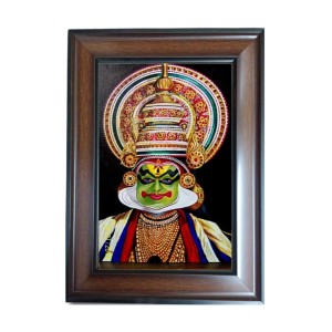 Hi Tech Sales Kathakali Classical Indian Dance Polystyrene Photo Frame for Wall Decor Home, Office, and Temple - Printed Photo