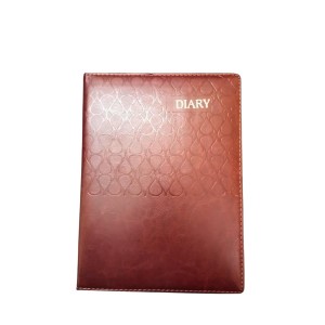 Leather Cover Hardbound Diary | New Year Daily Planner with Monthly Calendar | Office notebook Study & Personal Organizer Embossed Design | Daily Writing Journal (Brown)