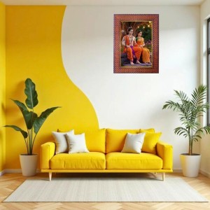 Lord Krishna Photo Frame 19X23 Inch Religious Wall & Table Decor Frame | Lord Krishna Spiritual Photo Frame For Home, Temple & Office | Decorative Hindu God & Goddess Frame (Pack Of 1) (F18174)