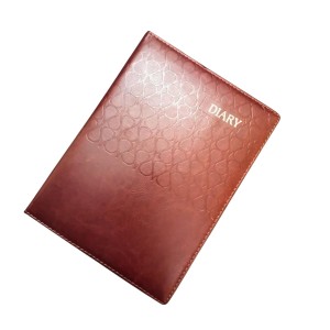 Leather Cover Hardbound Diary | New Year Daily Planner with Monthly Calendar | Office notebook Study & Personal Organizer Embossed Design | Daily Writing Journal (Brown)