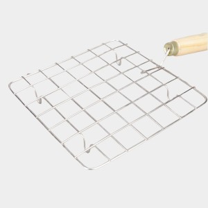 Stainless Steel Wire Roaster with Wooden Handle, for Square Roaster - 17.6 cm X 17.6 cm, for Round Roaster- 18 cm Diameter (Pack of 1) Stainless Steel Wire Roaster with Wooden Handle, for Square Roaster - 17.6 cm X 17.6 cm, for Round Roaster- 18 cm Diameter (Pack of 1)