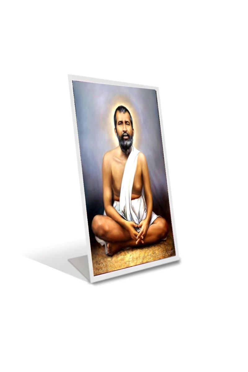 Car Desk/Table Top Bamakhapa Ramakrishna Acrylic L-Style Photo Stand - 2.5x3.5 Inches, Compact And Stylish Spiritual Display (F6692)