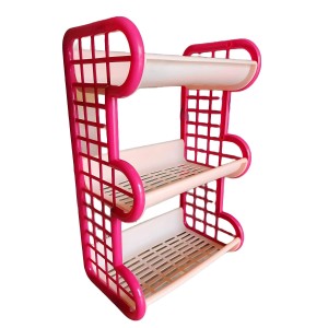 3-Tier Plastic Storage Rack Shelf for Kitchen, Bathroom, or Office | Multipurpose Organizer | Durable & Lightweight | Pink & Beige 3-Tier Plastic Storage Rack Shelf for Kitchen, Bathroom, or Office | Multipurpose Organizer | Durable & Lightweight | Pink & Beige