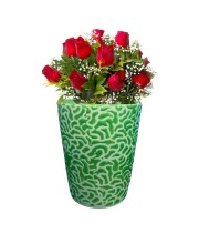 The Decor Green and White Hand-Painted Ceramic Planter – Modern Textured Flower Pot for Indoor Plants Succulents & Home Decor. (only Pot) The Decor Green and White Hand-Painted Ceramic Planter – Modern Textured Flower Pot for Indoor Plants Succulents & Home Decor. (only Pot)