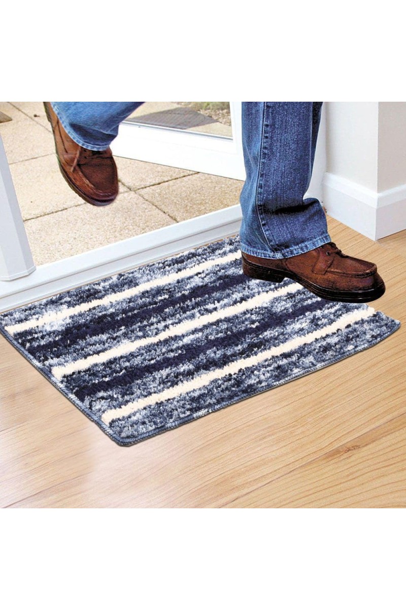 Home Beautiful Anti-Skid Blue Polyester Door Mat