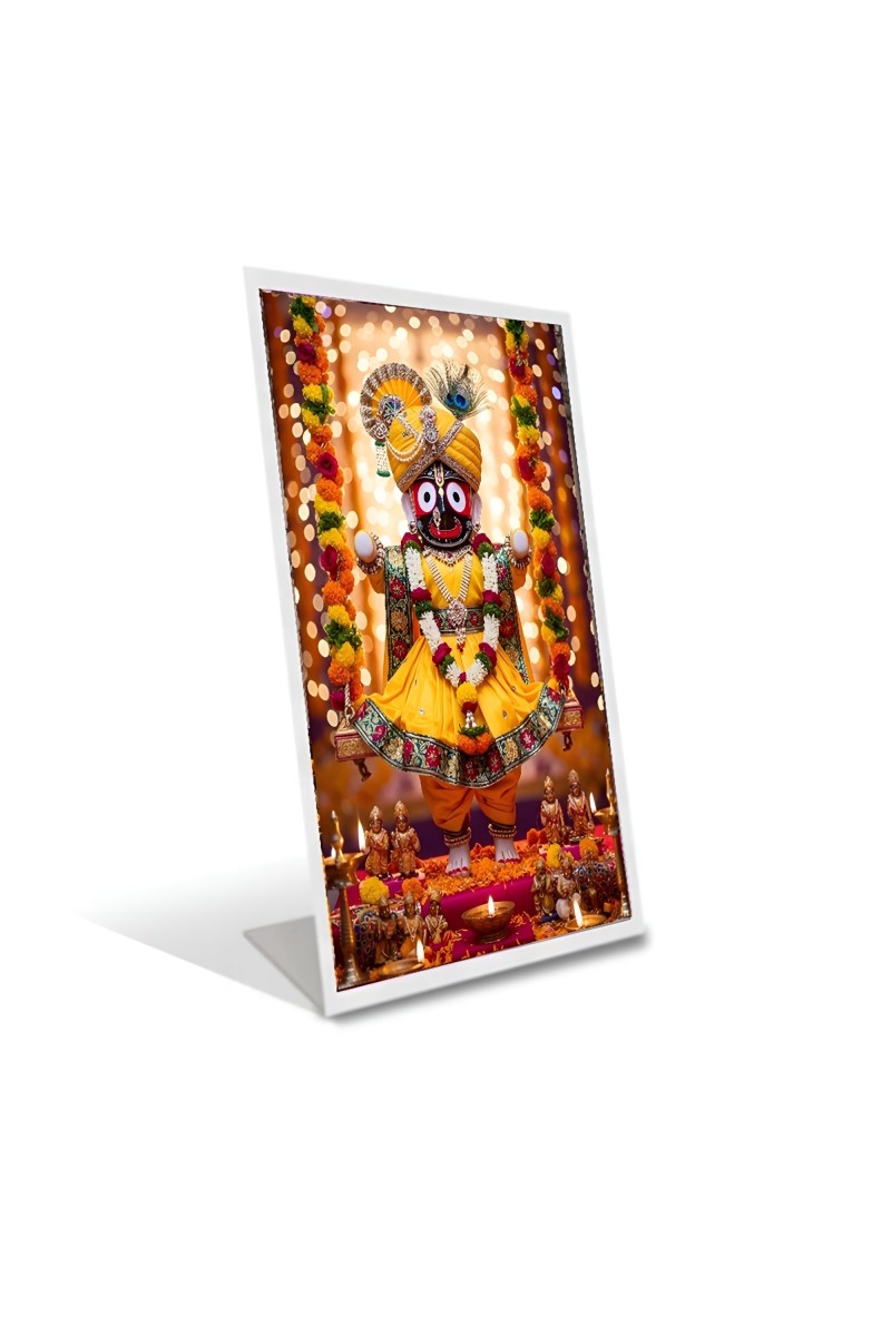 Car Desk/Table Top Jai Jagannath Acrylic L-Style Photo Stand - 5x7 Inches, Compact And Stylish Spiritual Display (F6655)