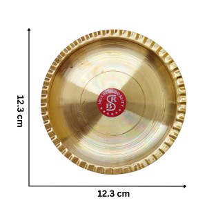 Small Brass Puja Thali/Bhog Thali for Mandir with Beautiful Design for Home & Temple Decoration & Gifting (12 cm)