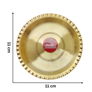 Small Brass Puja Thali/Bhog Thali for Mandir with Beautiful Design for Home & Temple Decoration & Gifting (11 cm)