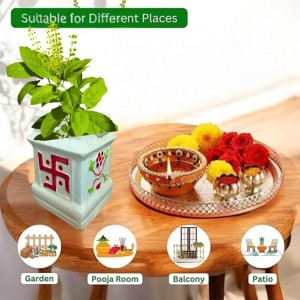 Ceramic Tulsi Pot for Home | Handmade, Vastu-Friendly, Tulsi Planter for Puja Mandir & Balcony Ceramic Tulsi Pot for Home | Handmade, Vastu-Friendly, Tulsi Planter for Puja Mandir & Balcony