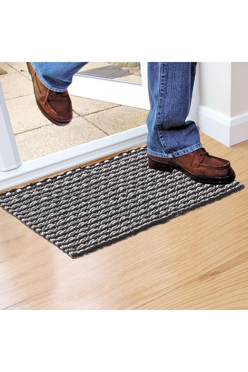 Home Beautiful Dark Grey Polyester Cotton Door Mat