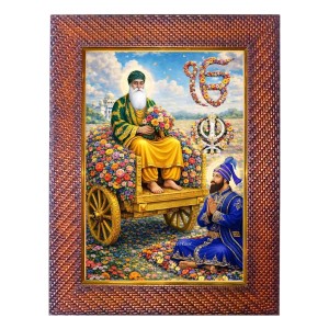 Guru Nanak Photo Frame 21X25 Inch Religious Wall & Table Decor Frame | Guru Nanak Spiritual Photo Frame For Home, Temple & Office | Decorative Hindu God & Goddess Frame (Pack Of 1) (F18246)