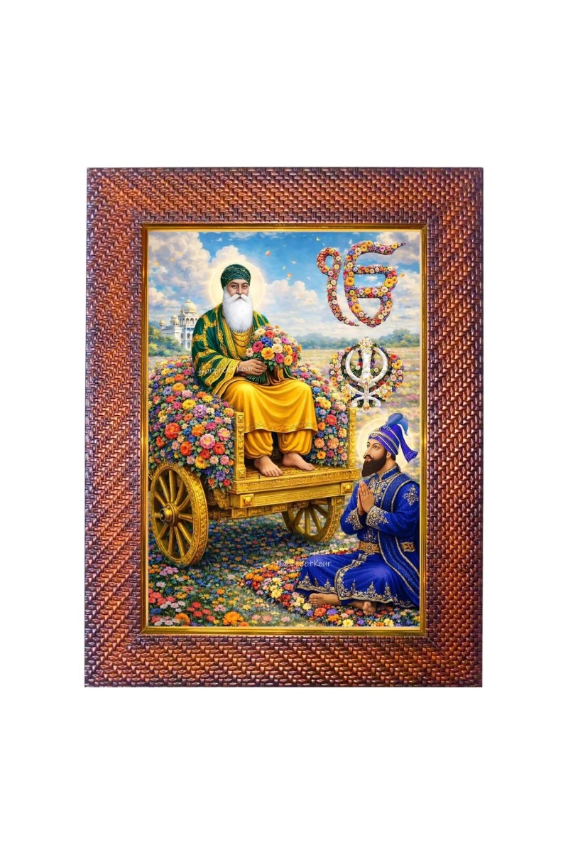 Guru Nanak Photo Frame 21X25 Inch Religious Wall & Table Decor Frame | Guru Nanak Spiritual Photo Frame For Home, Temple & Office | Decorative Hindu God & Goddess Frame (Pack Of 1) (F18246)