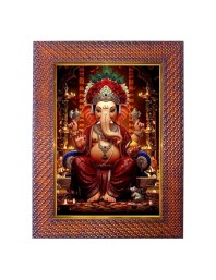 Lord Ganesha Photo Frame 17X21 Inch Religious Wall & Table Decor Frame | Lord Ganesha Spiritual Photo Frame For Home, Temple & Office | Decorative Hindu God & Goddess Frame (Pack Of 1) (F18073)