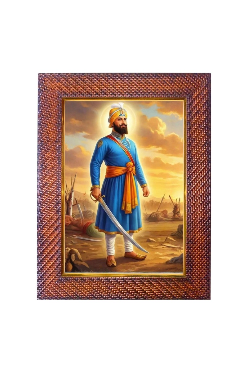 Guru Teg Bahadur Ji Photo Frame Religious Wall & Table Decor Frame | Guru Teg Bahadur Ji Spiritual Photo Frame For Home, Temple & Office | Decorative Hindu God & Goddess Frame (Pack Of