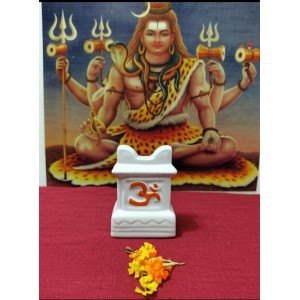 HI TECH Sales Tulsi Ceramic Mandir | Traditional Tulsi Plant Pot with Om & Swastik Symbols | Sacred Hindu Planter for Home & Temple Use(White)