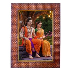 Lord Krishna Photo Frame 19X23 Inch Religious Wall & Table Decor Frame | Lord Krishna Spiritual Photo Frame For Home, Temple & Office | Decorative Hindu God & Goddess Frame (Pack Of 1) (F18174)