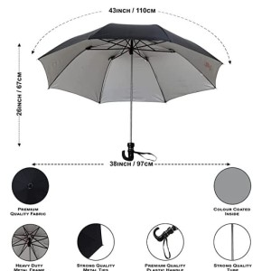 Hitech K.C.PAUL & SONS RAJ 2 Fold Black Polyester Men Umbrella Hitech K.C.PAUL & SONS RAJ 2 Fold Black Polyester Men Umbrella