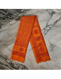 HiTechMart Namabali with Hare Krishna Print – Saffron Color Cotton Angavastram - Ram Naam Hindu Religious Cloth for Puja, Meditation & Spiritual Rituals - 58 x 34 inch