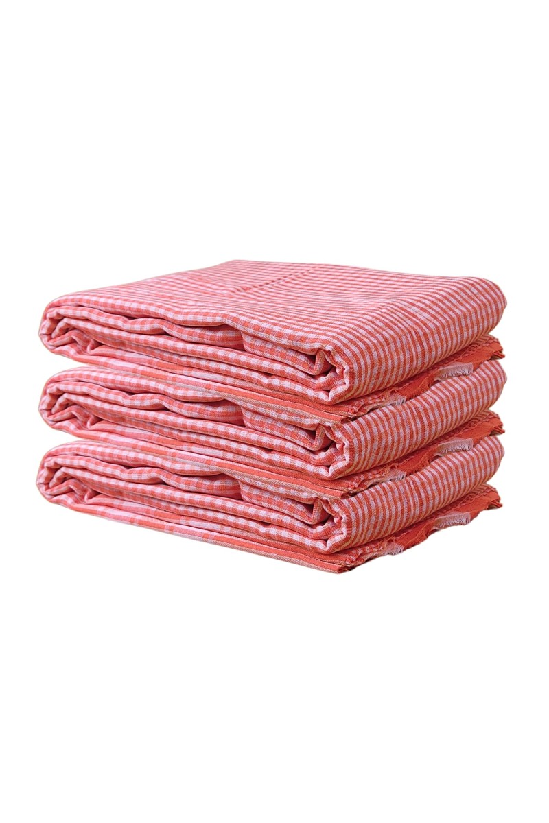 Vibrant Orange Colour Gamcha | Soft, Absorbent Cotton Towel for Bath, Travel, and Everyday Use (3)