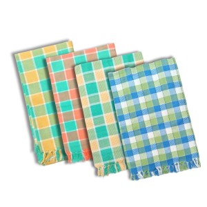 Hitech Sales Handloom Towels 100% Pure Cotton, Heavy Quality Bath, Face & Hand Towels (Pack of 4) - Multi-Color, Size 30 x 60 cm