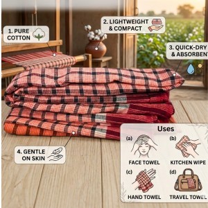 Cotton Traditional Gamcha for Everyone 100% | Soft & Absorbent Multi-Color Checkered Bath Towel | Lightweight Quick Dry Cotton. (Multicolor) Cotton Traditional Gamcha for Everyone 100% | Soft & Absorbent Multi-Color Checkered Bath Towel | Lightweight Quick Dry Cotton. (Multicolor)