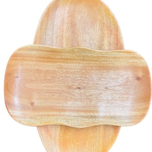 Rustic Wooden Serving Tray, Scalloped Edges, Natural Wood Grain Finish Rustic Wooden Serving Tray, Scalloped Edges, Natural Wood Grain Finish