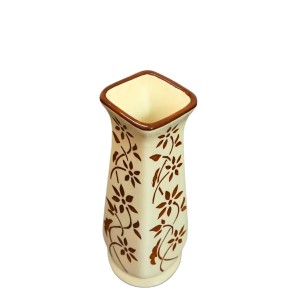 Ceramic Flower Vase for Home Decor | Handcrafted White Vase with Brown Floral Design | Decorative Tabletop & Floor Vase for Living Room, Office & Gifting Ceramic Flower Vase for Home Decor | Handcrafted White Vase with Brown Floral Design | Decorative Tabletop & Floor Vase for Living Room, Office & Gifting